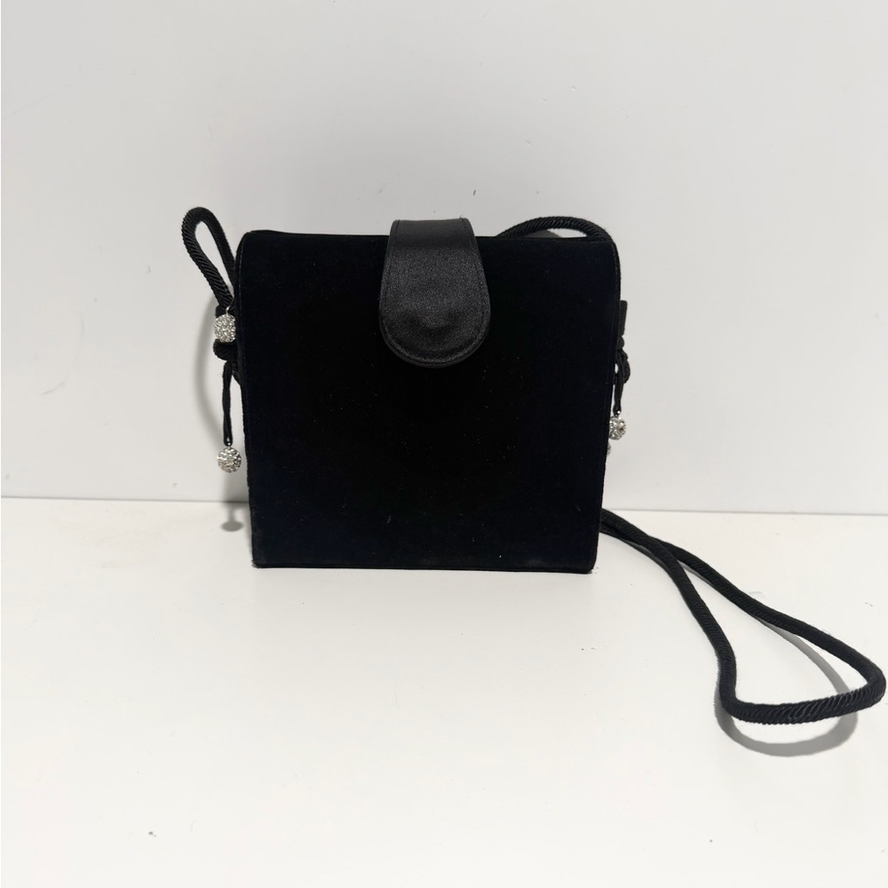 Stuart Weitzman Crossbody Cocktail Elegant Black Velvet Women's Bag